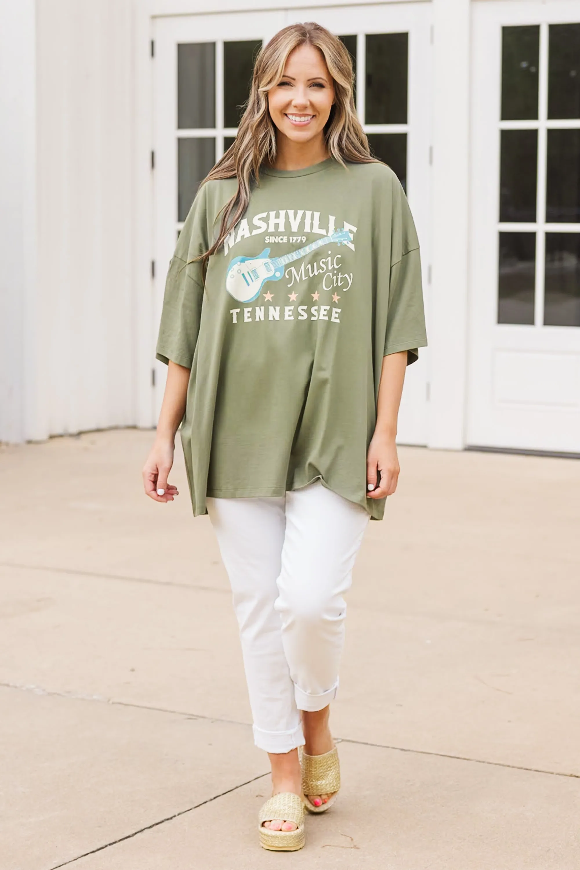 In Music City Boyfriend Tee, Moss