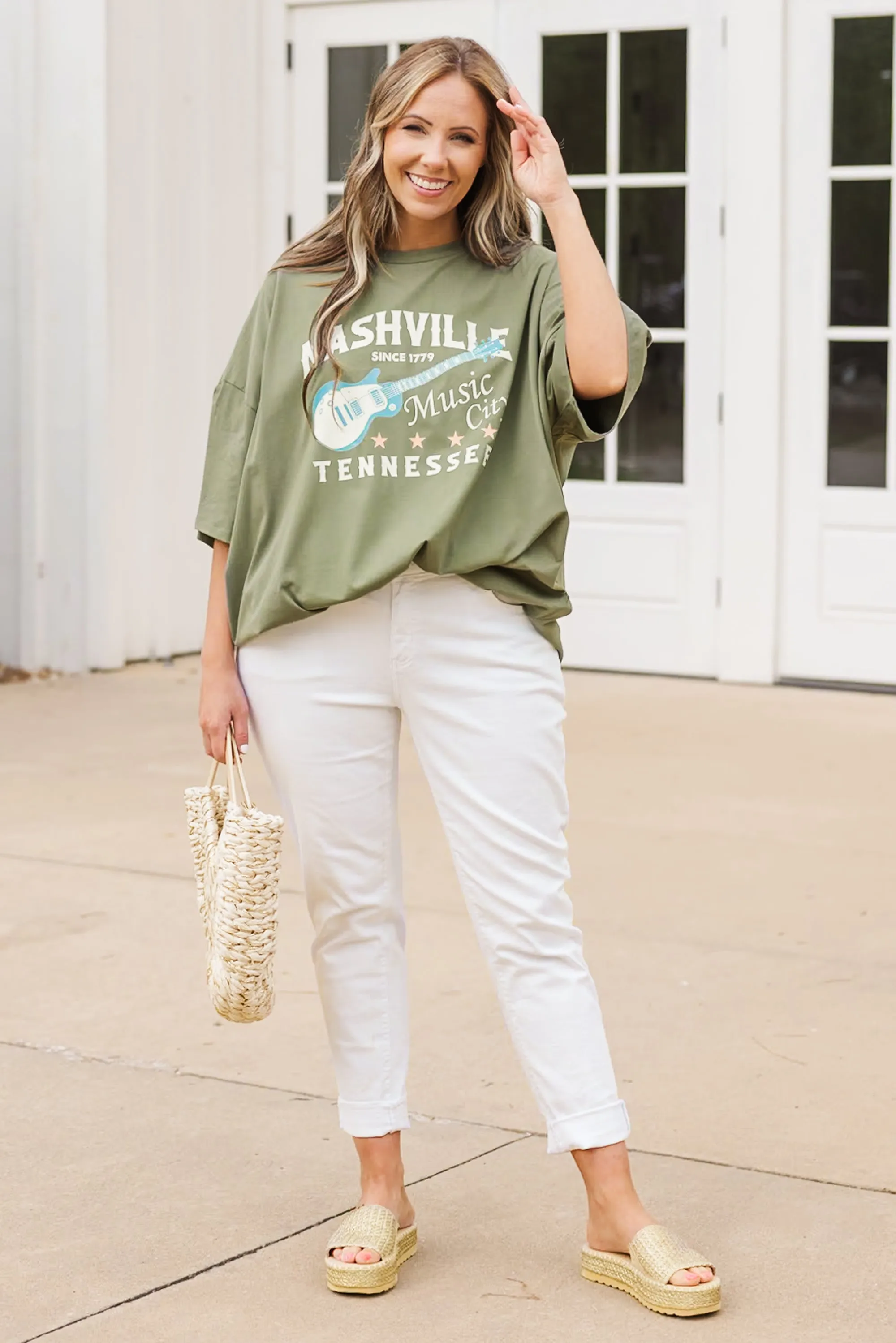 In Music City Boyfriend Tee, Moss