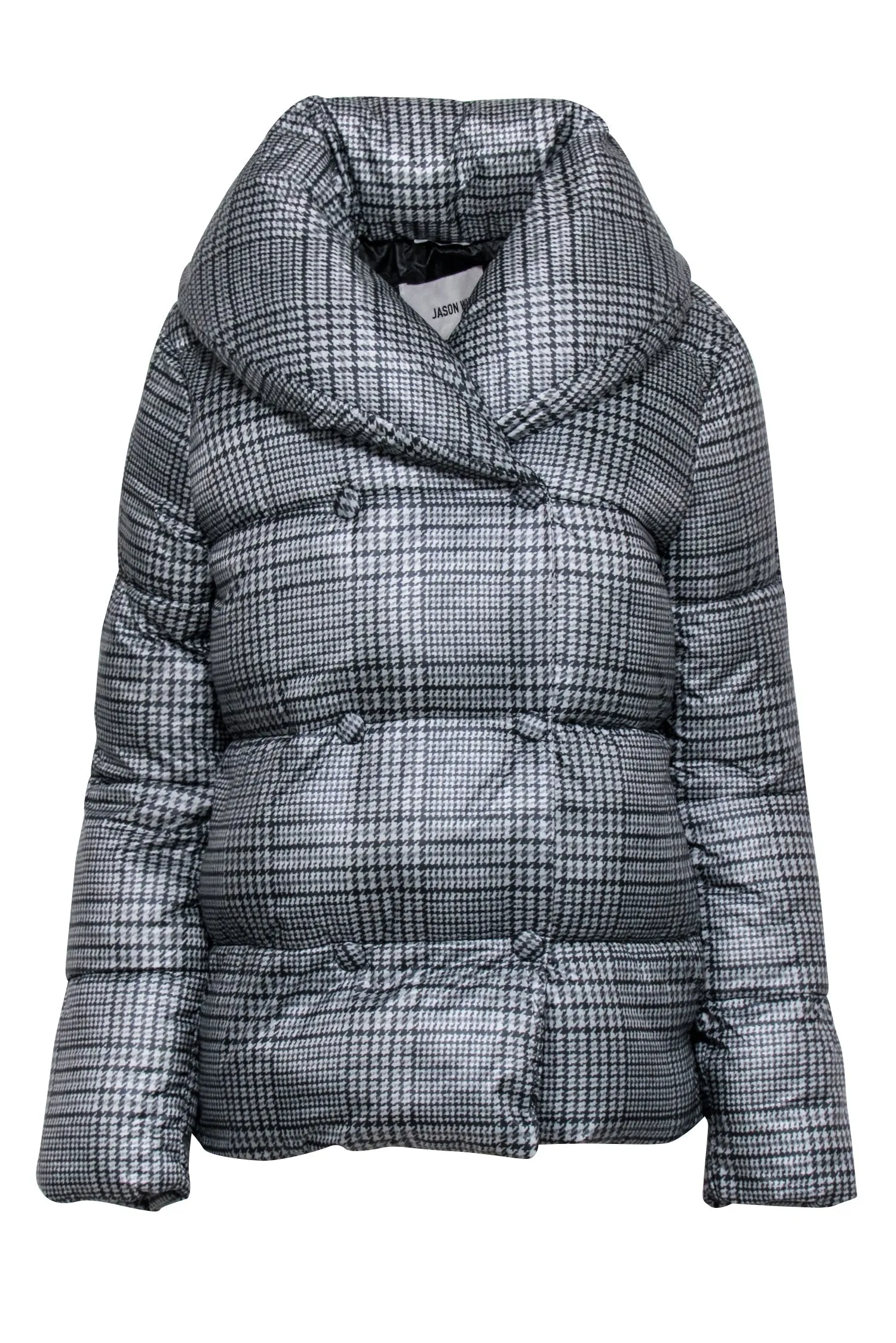 Jason Wu - Grey & Black Houndstooth Puffer Coat Sz S