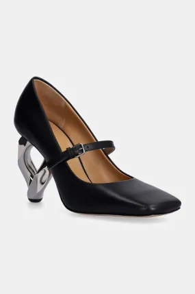 JW Anderson leather court shoes Chain Heel black color ANW43251A