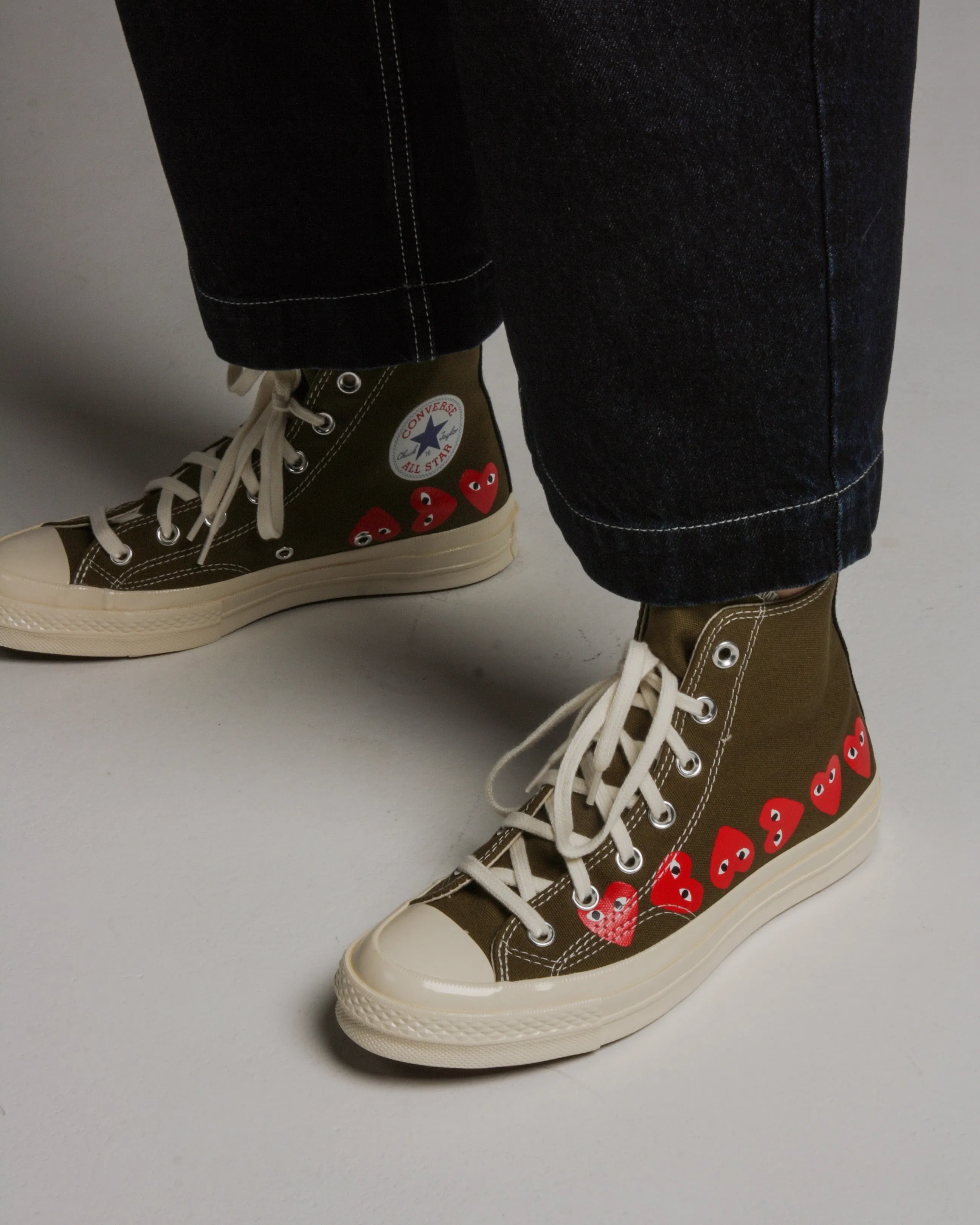 Khaki Multi Heart Hi Top Sneaker