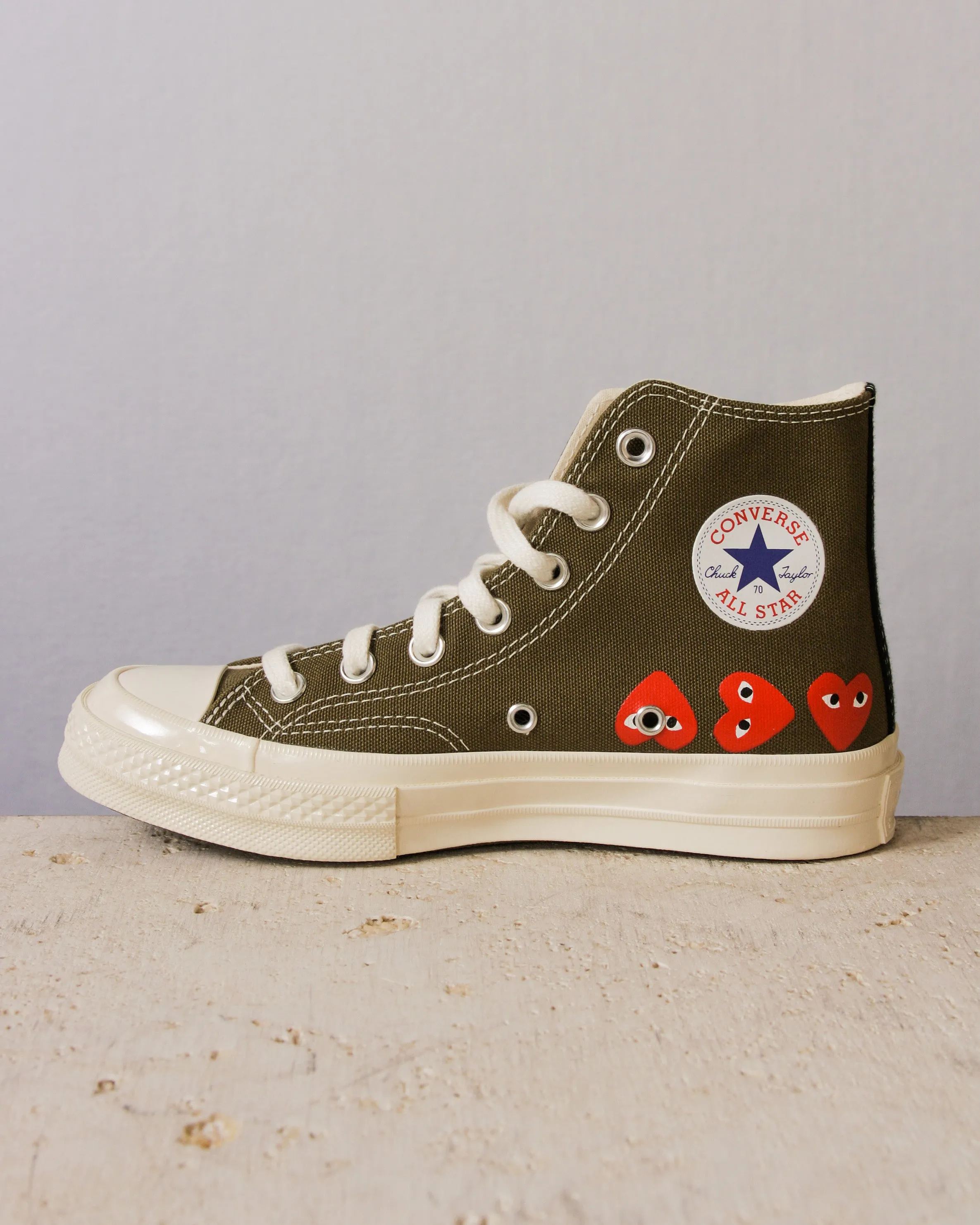 Khaki Multi Heart Hi Top Sneaker