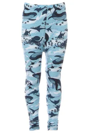 Kid's Colorful Whale Shark Octopus Pattern Printed Leggings