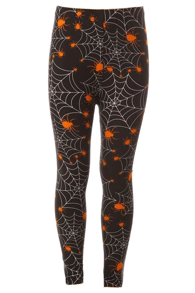 Kid's Halloween Spider Spiderweb Pattern Printed Leggings