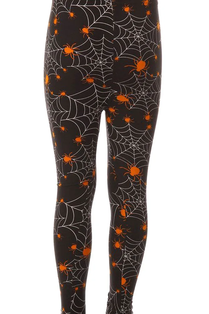 Kid's Halloween Spider Spiderweb Pattern Printed Leggings