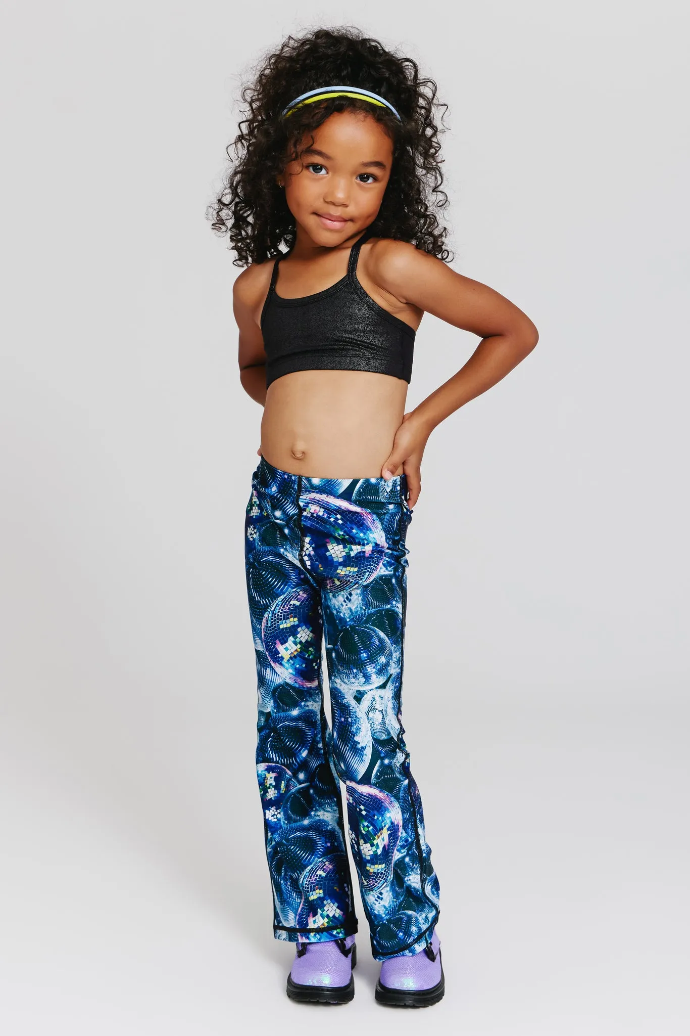 Kids Hi-Shine Flare Leggings in Disco Fever