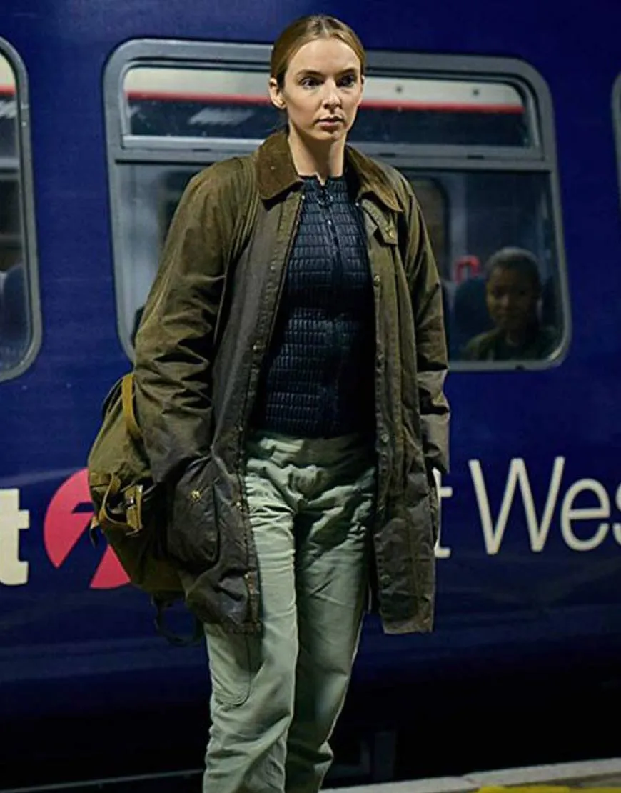 Killing Eve Jodie Comer Coat | Villanelle Brown Cotton Coat | New Arrival !