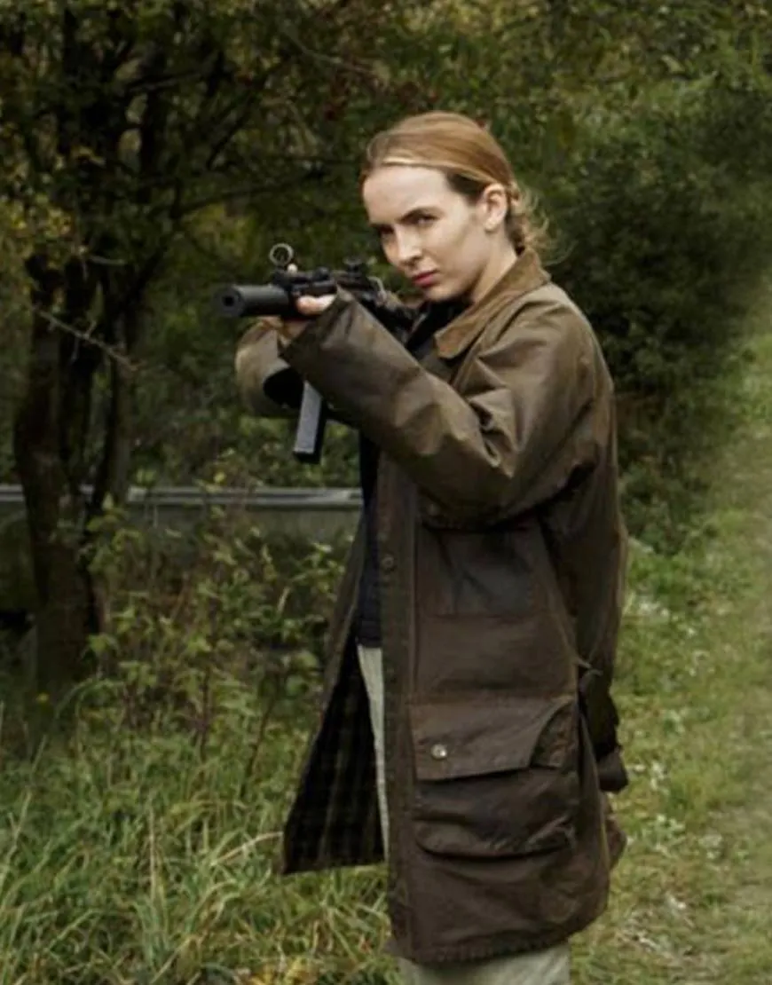 Killing Eve Jodie Comer Coat | Villanelle Brown Cotton Coat | New Arrival !