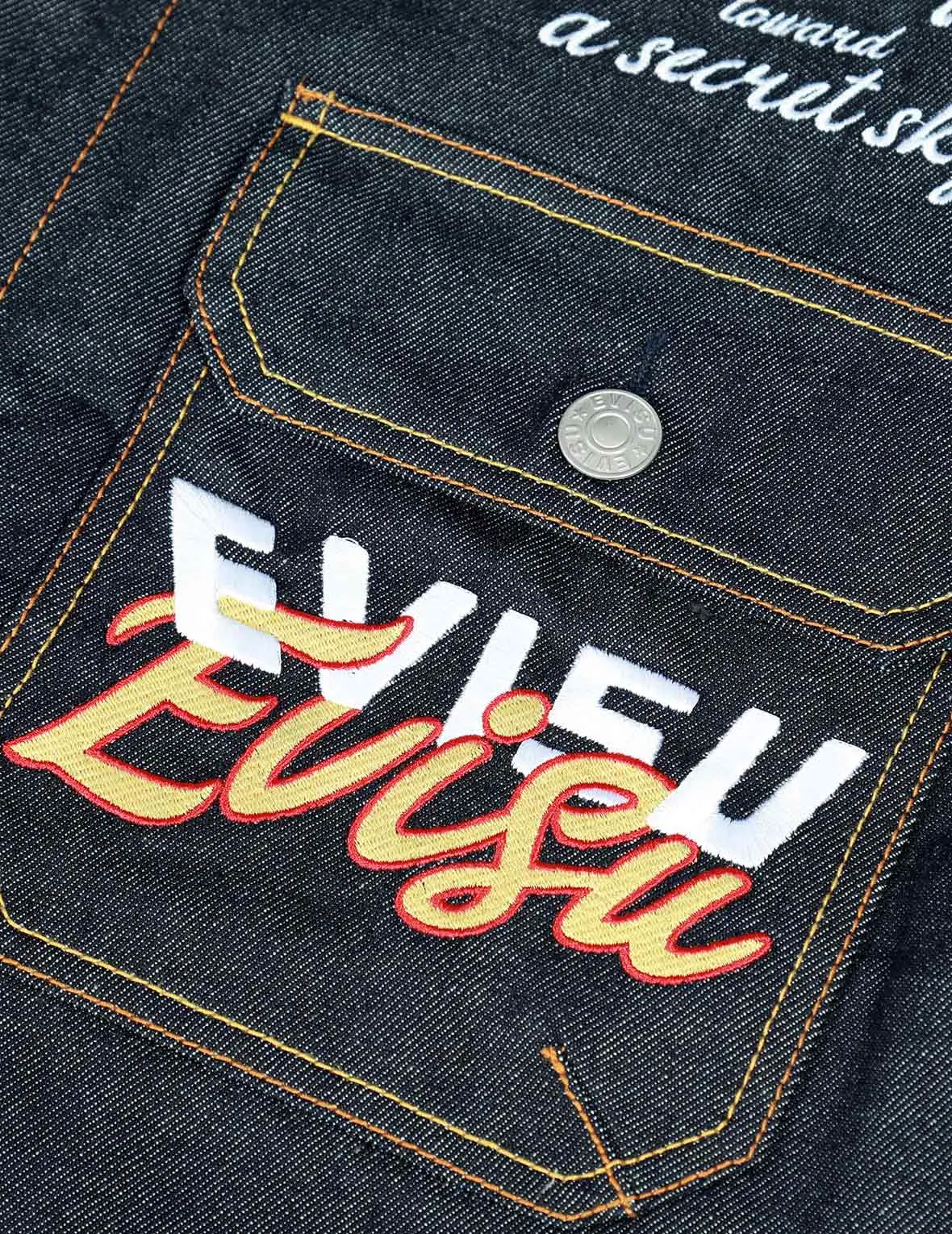 Koi Playing In Waves Embroidery Denim Jacket