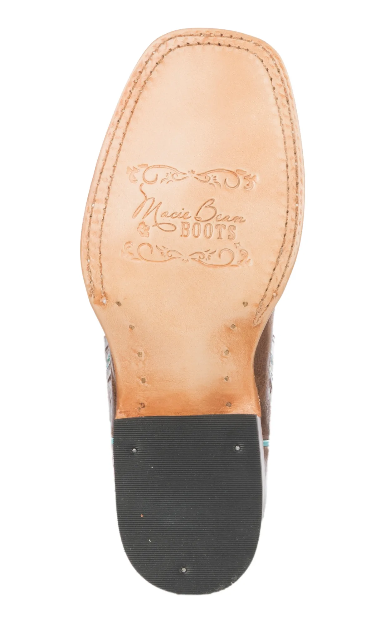 Macie Bean Kid's Antiqued Honey Brown with Rose Garden Embroidery Square Toe Cowboy Boots