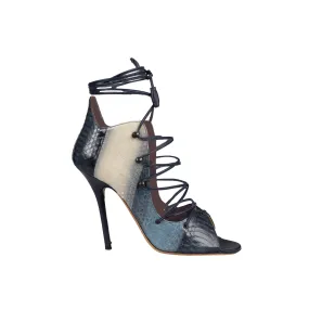 Malone Souliers Gradient Snakeskin Lace Tie-up Heels - '10s