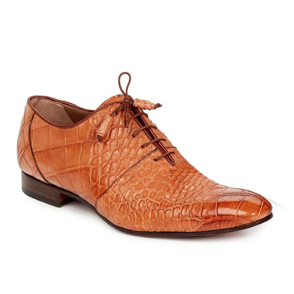 Mauri 1078 Men's Handmade Echo Alligator Hand-Painted Cognac Oxfords (MA3004)