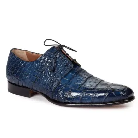 Mauri 1162 Men's Handmade Castello Alligator Hand-Painted Blue Oxfords (MA3007)