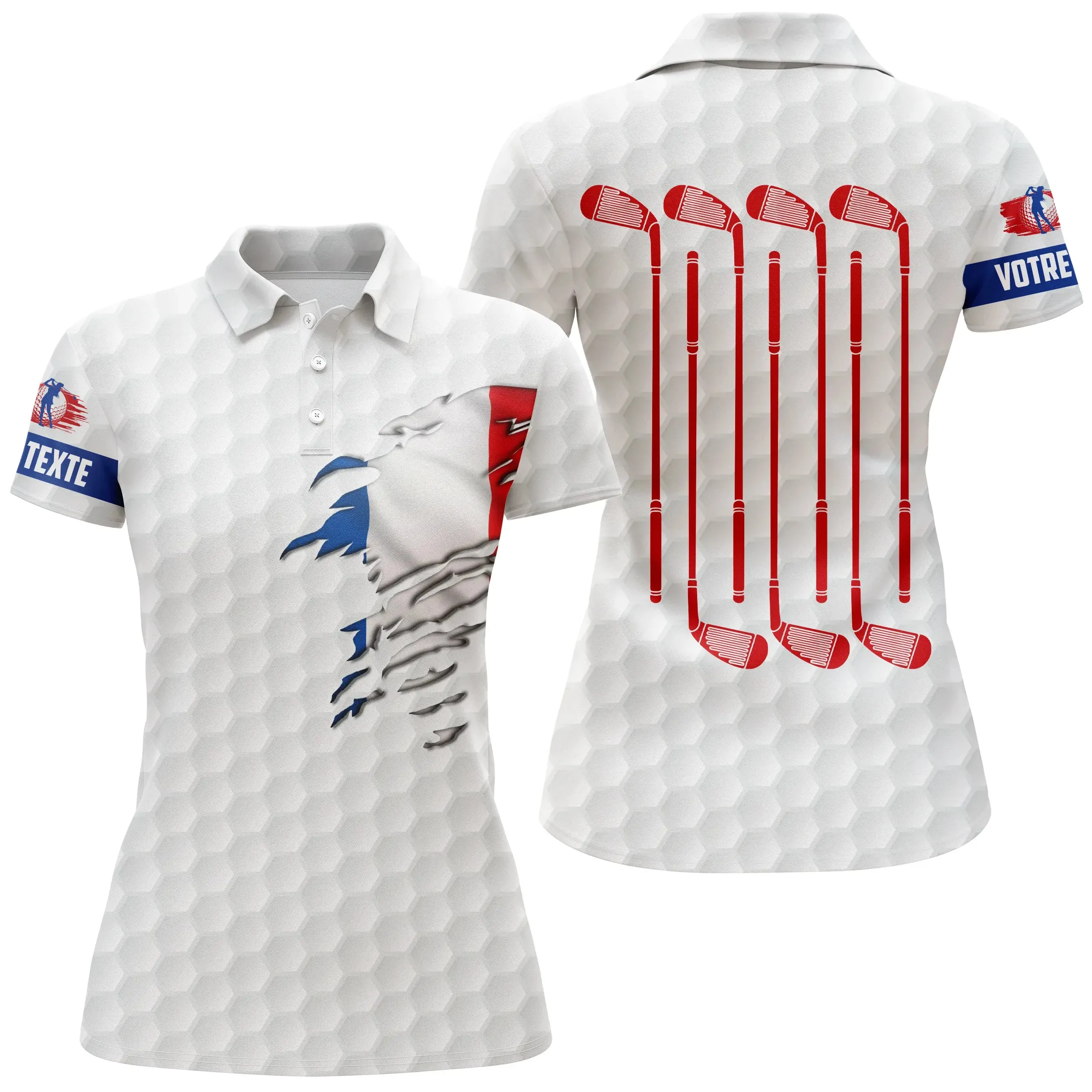 Meilleur Cadeau Golfeur Golfeuse, Polo de Sport Homme Femme, Polo à Séchage Rapide, Impression Drapeau France, Club de Golf - CT