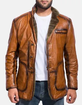 Mens Rocky Brown Fur Leather Coat - Ujackets