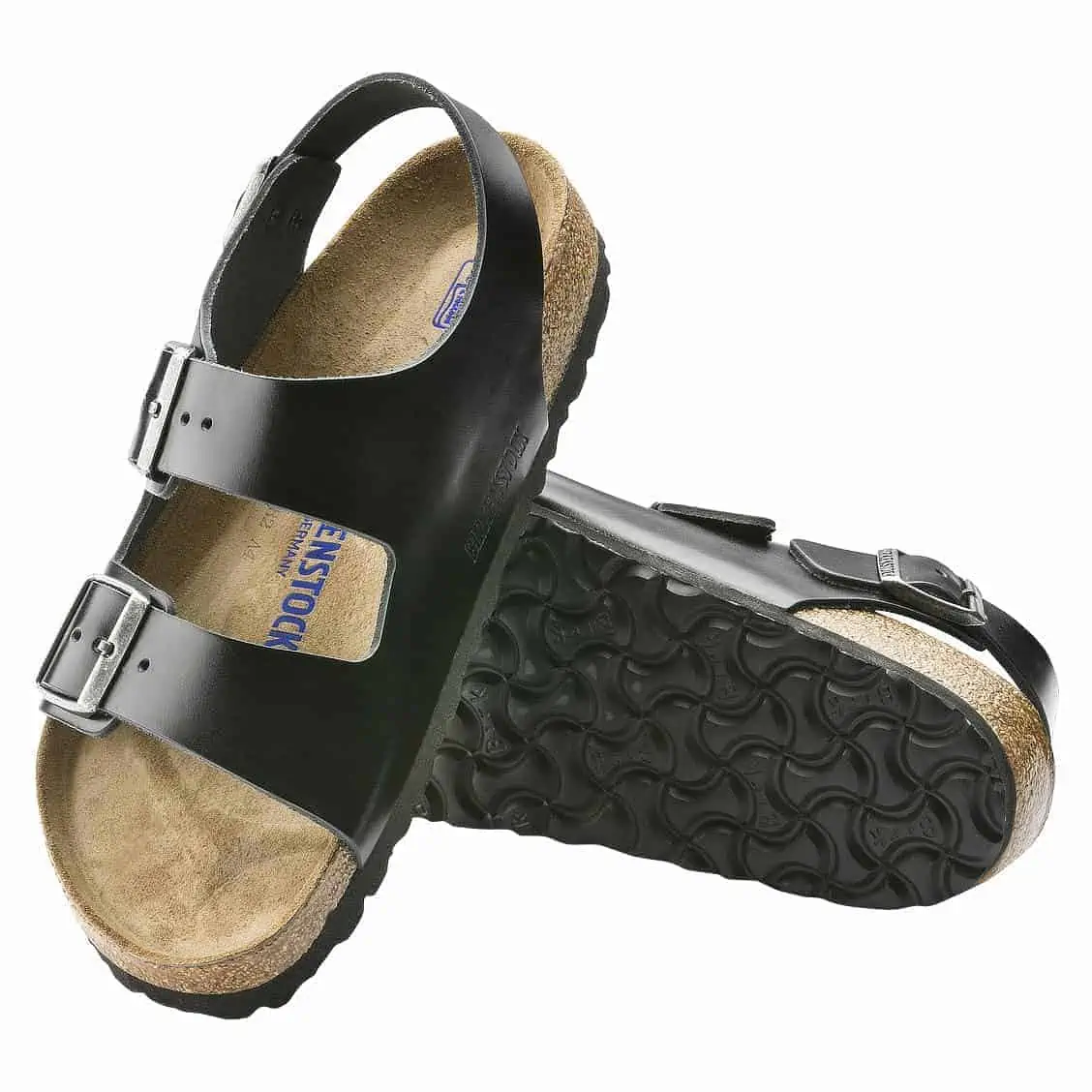 Milano Soft Footbed (Amalfi Black) Smooth Leather Back-Strap Sandal