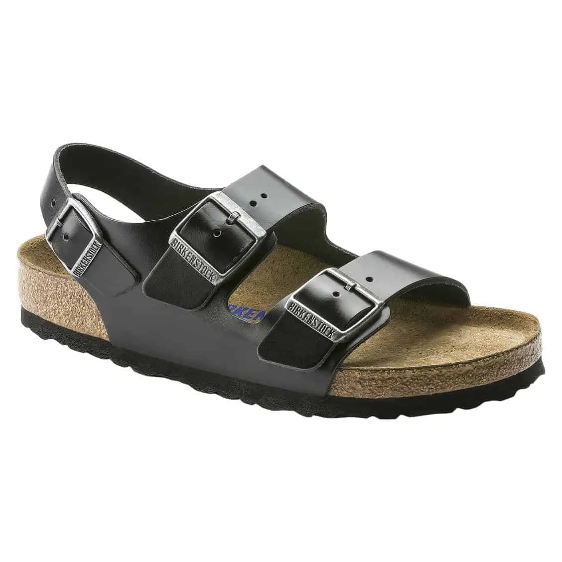 Milano Soft Footbed (Amalfi Black) Smooth Leather Back-Strap Sandal