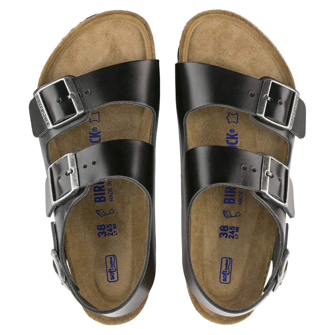 Milano Soft Footbed (Amalfi Black) Smooth Leather Back-Strap Sandal