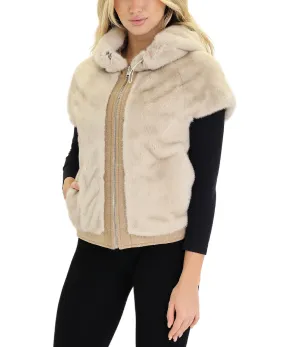 Mink Bomber Vest w/ Hood