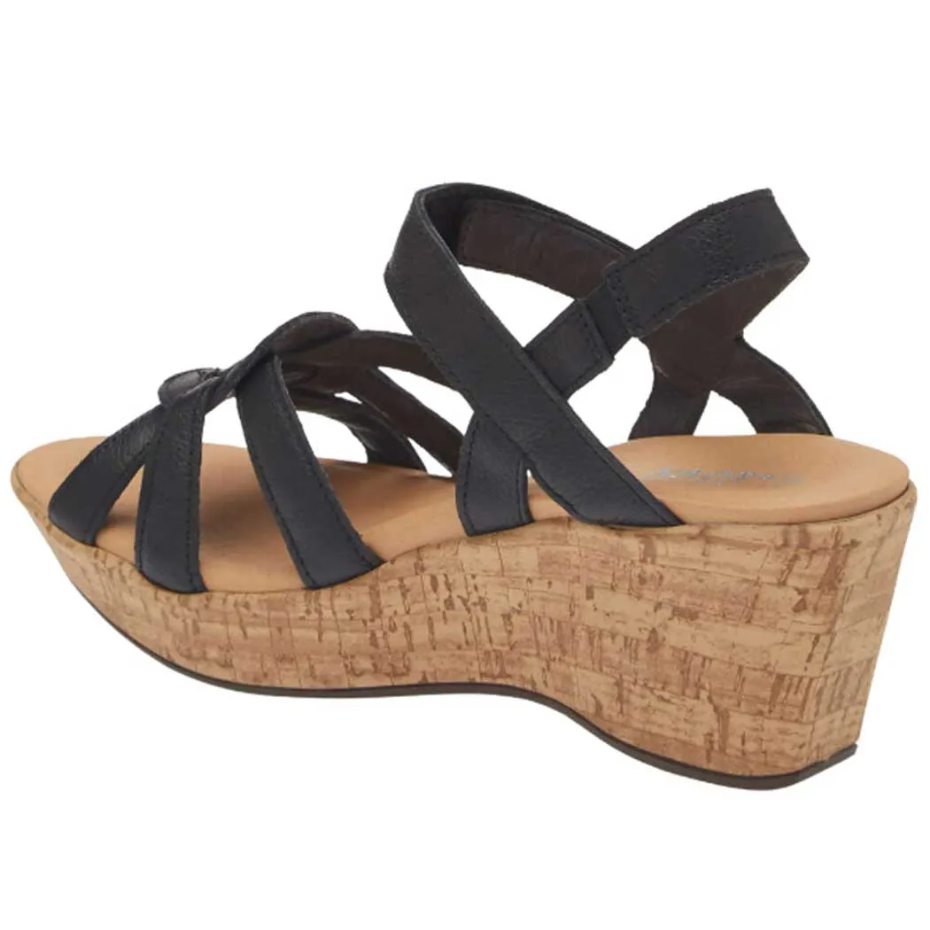 Naot Tropical Wedge Sandal Soft Black Leather (Women's)