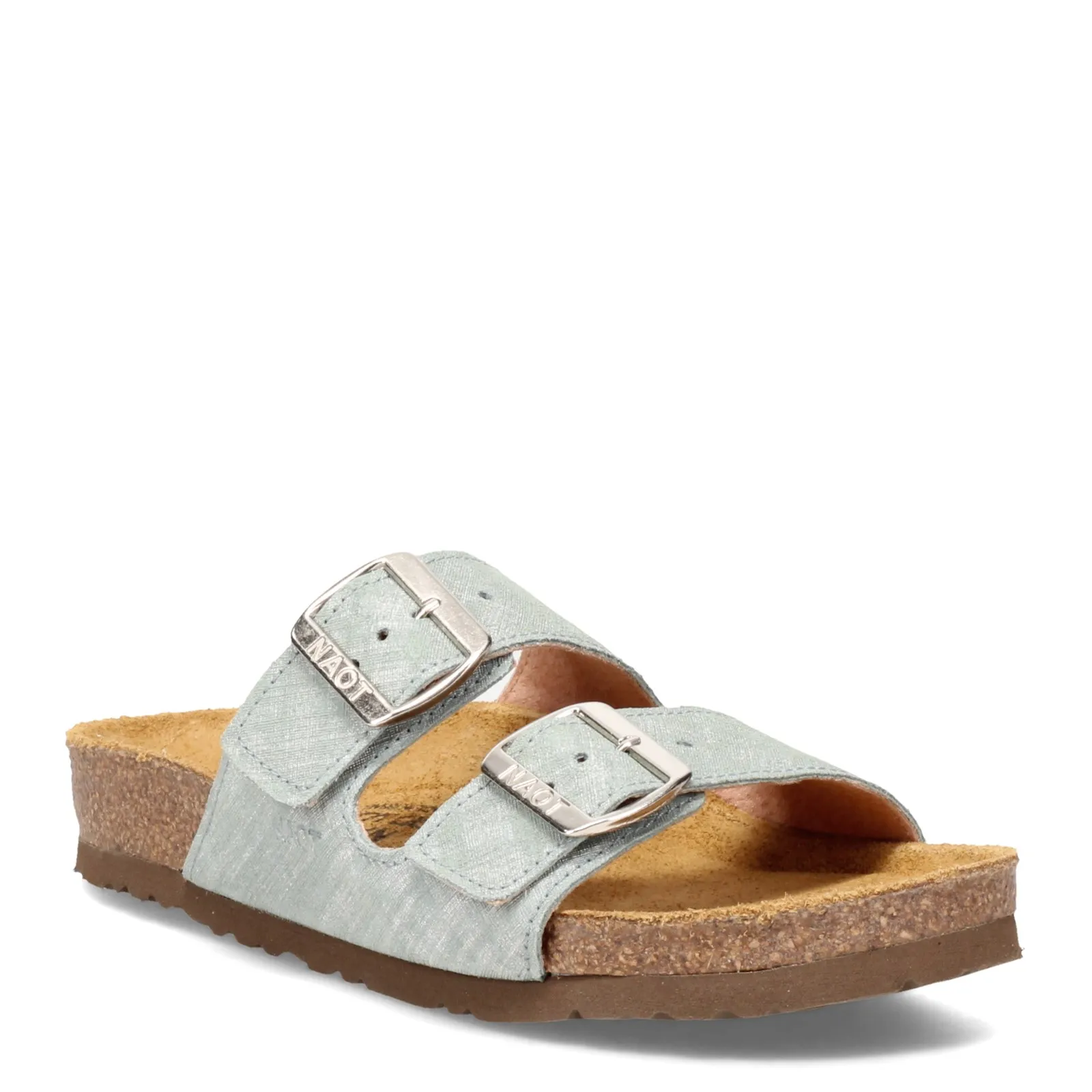 Naot Womens Santa Barbara Two Strap Slide Sandal- Teal Linen