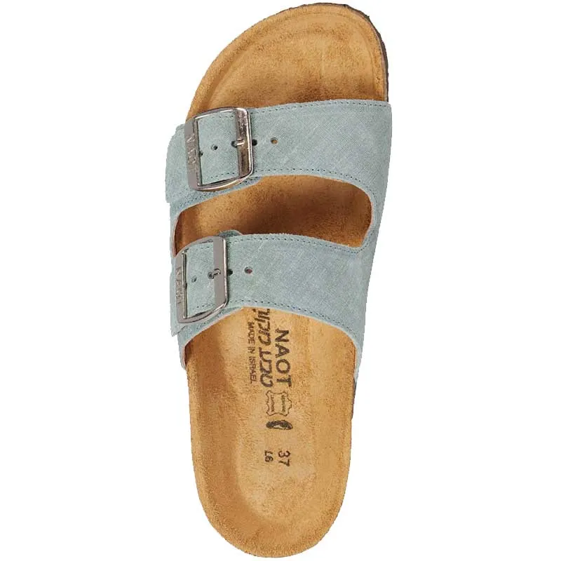 Naot Womens Santa Barbara Two Strap Slide Sandal- Teal Linen