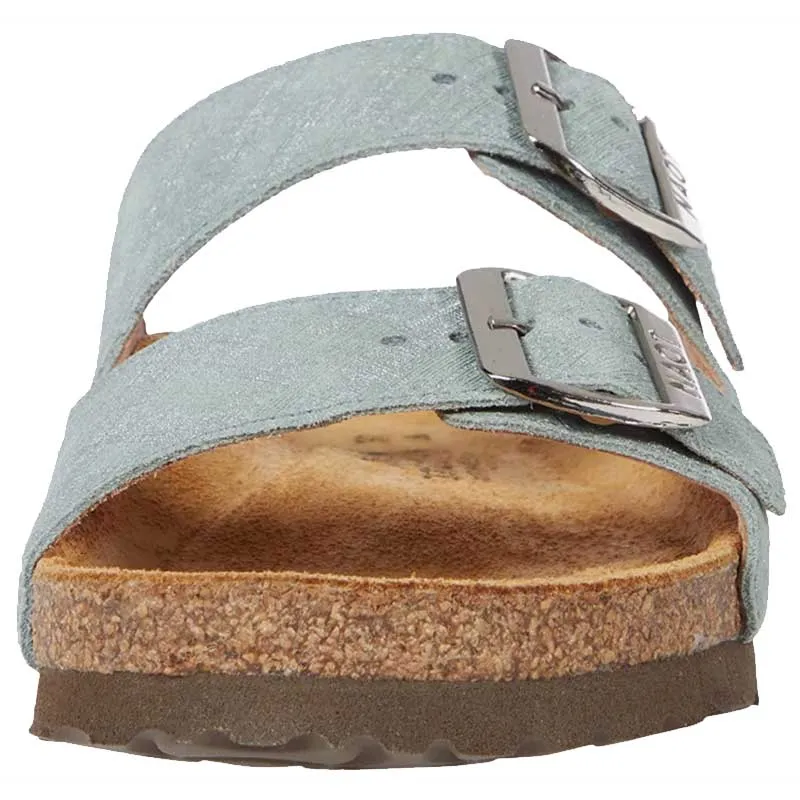 Naot Womens Santa Barbara Two Strap Slide Sandal- Teal Linen