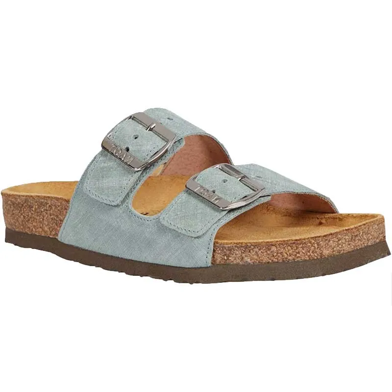 Naot Womens Santa Barbara Two Strap Slide Sandal- Teal Linen