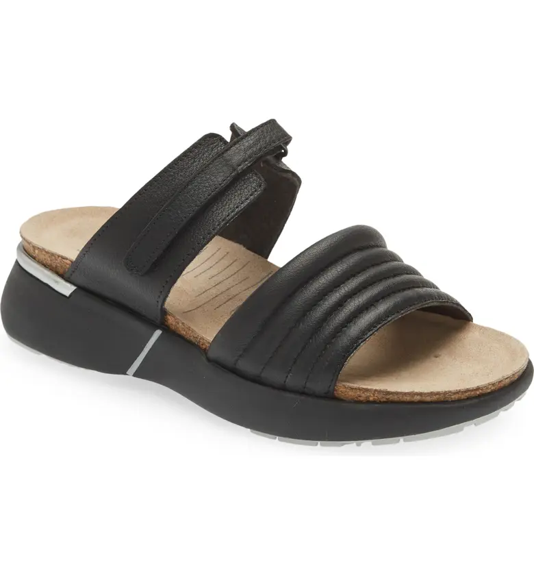 Naot Womens Vesta Slide Sport Sandal- Soft Black Leather