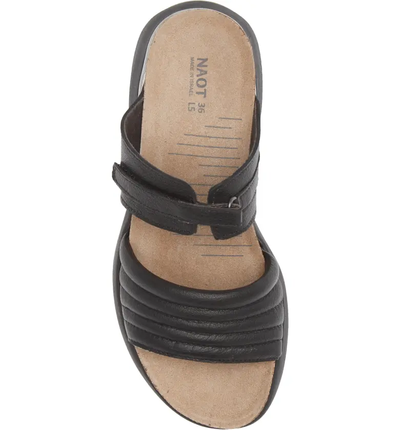 Naot Womens Vesta Slide Sport Sandal- Soft Black Leather