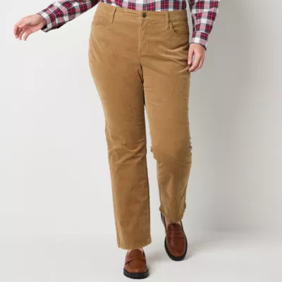 new!St. John's Bay Womens Mid Rise Straight Corduroy Pant - Plus