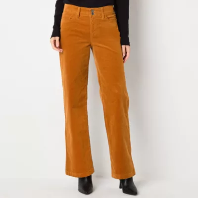 new!St. John's Bay Womens Mid Rise Wide Leg Corduroy Pant