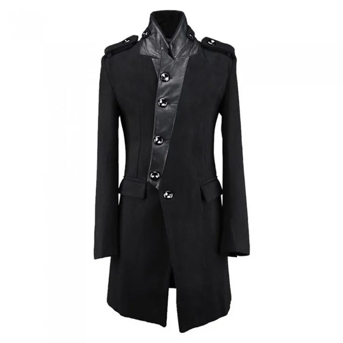 Numinous Black Wool Trenchcoat with Leather Collars | Kilt and Jacks