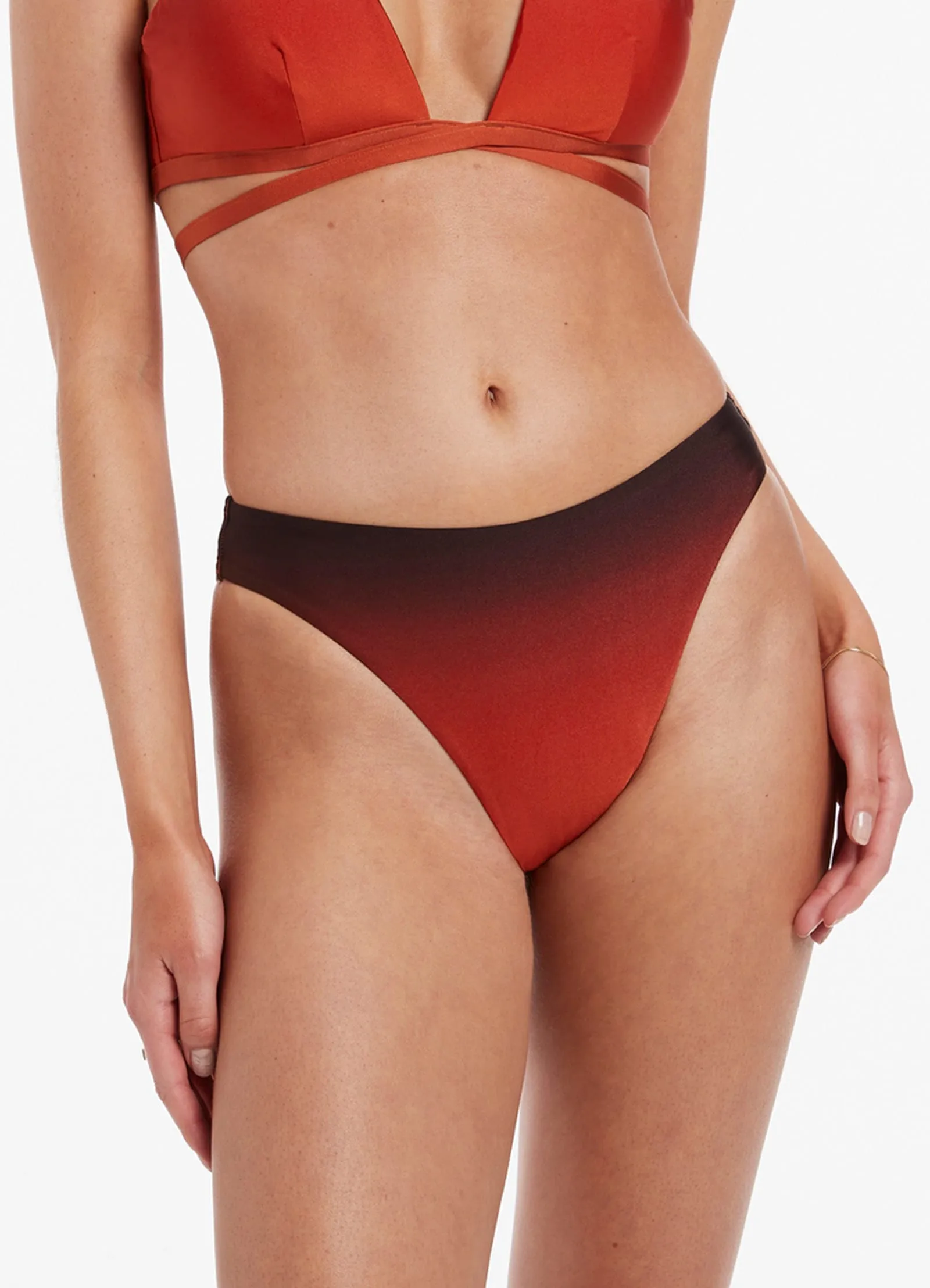 Oia Sunset High Legline Bikini Bottom - Burnt Orange