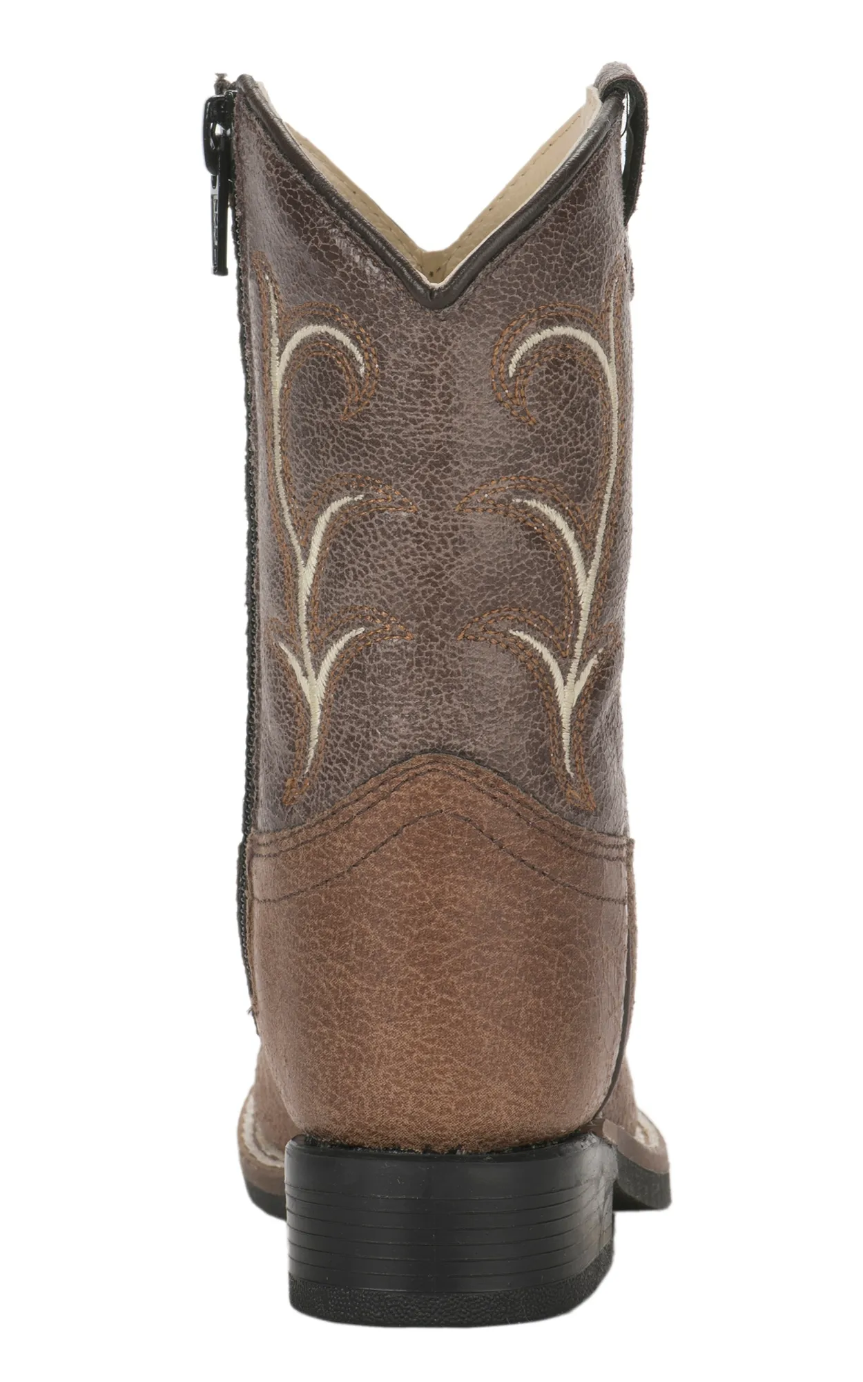 Old West Toddler Tan and Brown Wide Square Toe Cowboy Boots