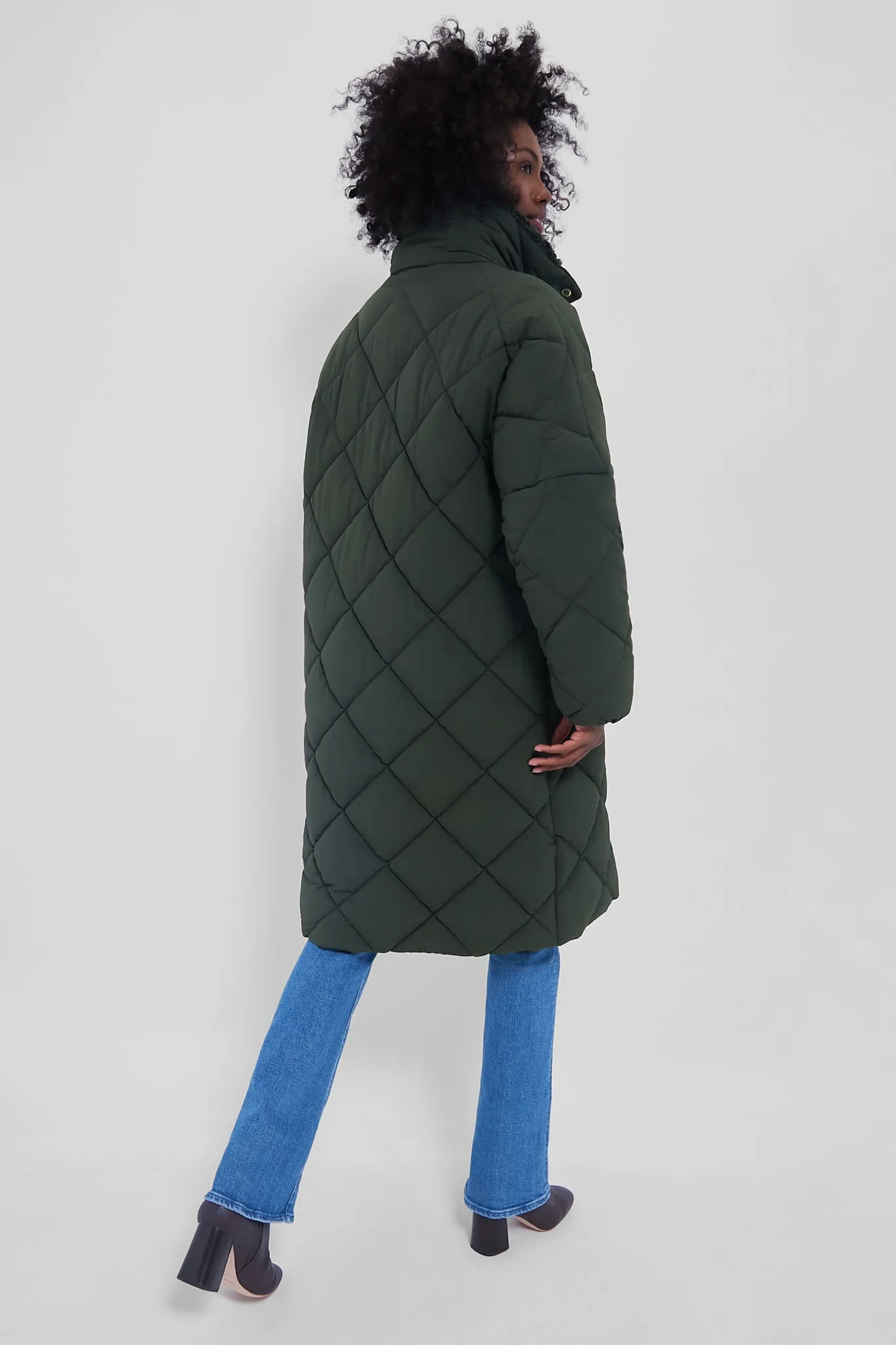 Olive Bearnie Puffer Quilted Coat