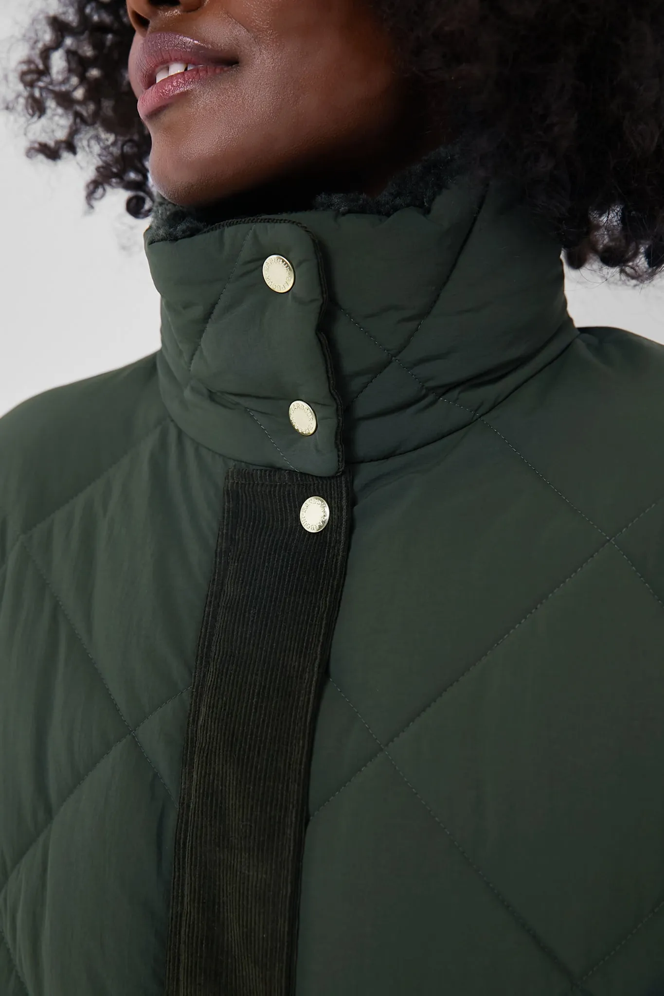 Olive Bearnie Puffer Quilted Coat