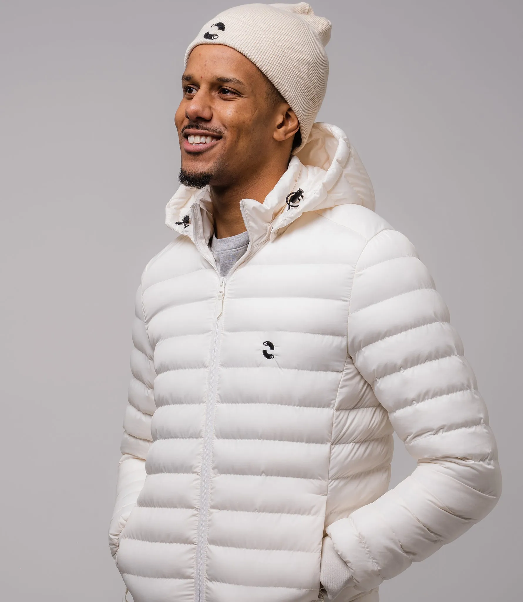 Omnitau Men's Hybrid Recycled Padded Hood Jacket - Off White