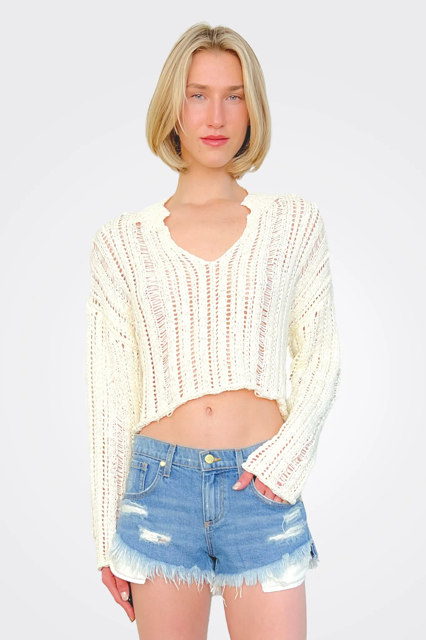 Open Neck Sweater - Cream