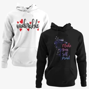 Pack of 2 Arorable Proud Printed Ladies Hoodies - Deal20one