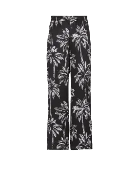 Palm print satin pyjama trousers