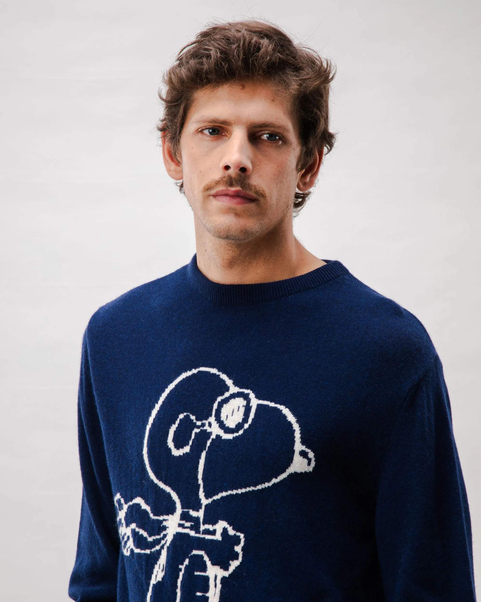 Peanuts Flying Ace Wool Cashmere Sweater Navy