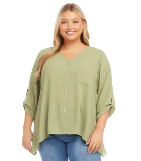 Plus Size Button-Up Blouse