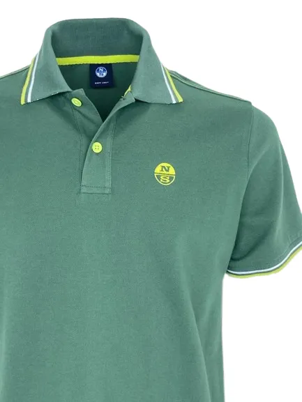 POLO UOMO VERDE CON DETTAGLI GIALLI