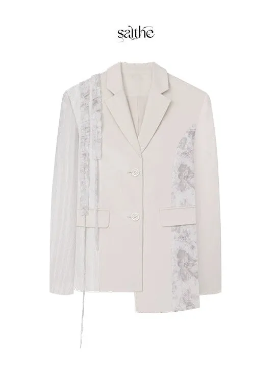 Printed Splicing Irregular Tailored Jacket