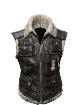 Pubg Sleeveless Biker Jacket - Battlegrounds Leather Vest - Ujackets