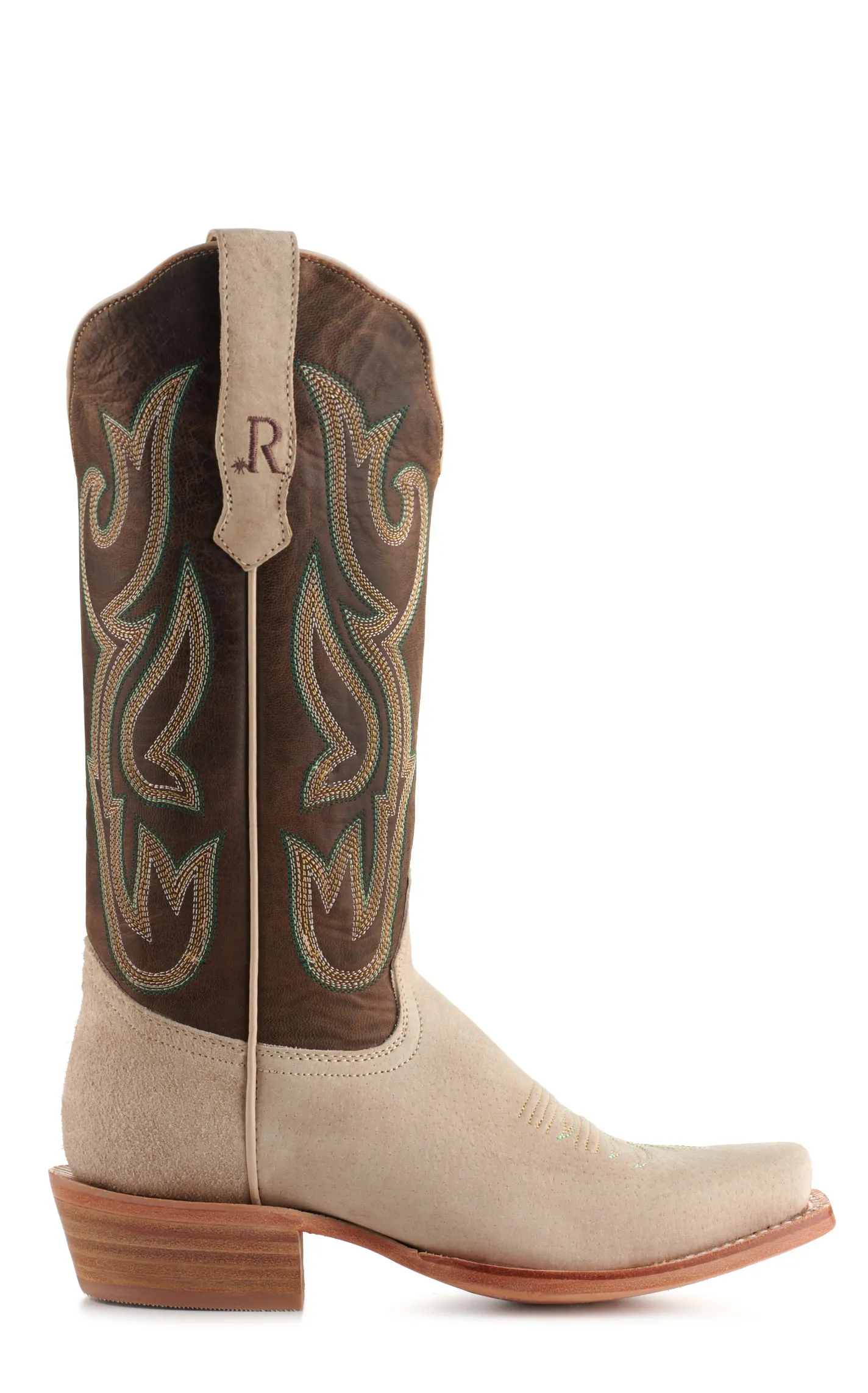 R. Watson Women's Honey Brown and Bone Boar Punchy Square Toe Cowboy Boots