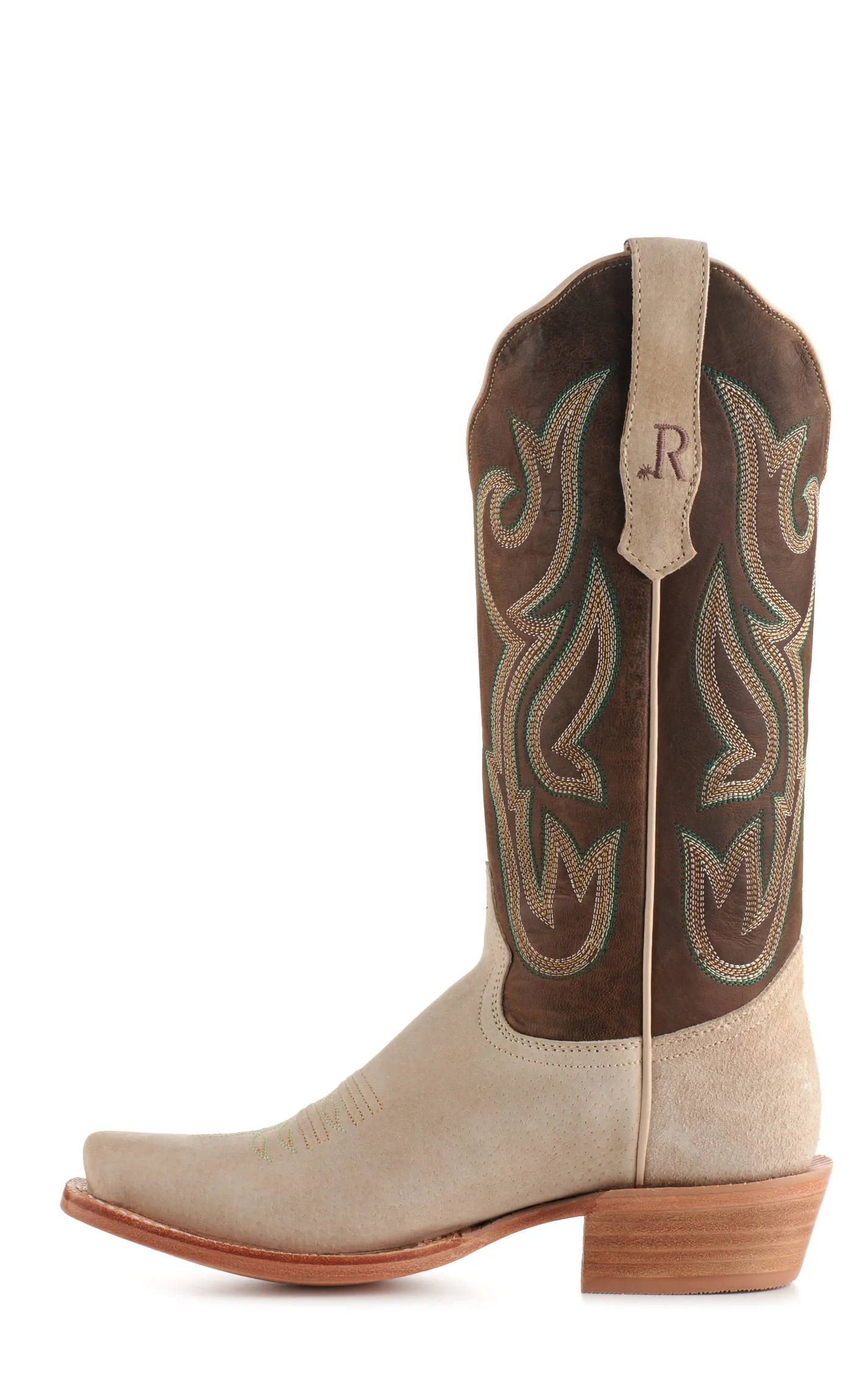 R. Watson Women's Honey Brown and Bone Boar Punchy Square Toe Cowboy Boots