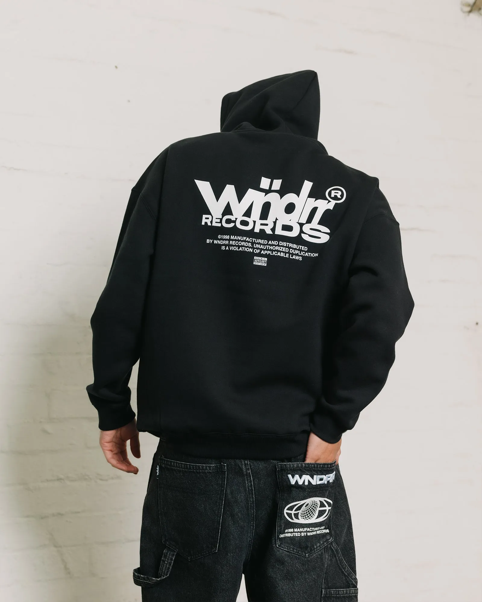 RECORDS HOOD SWEAT - BLACK