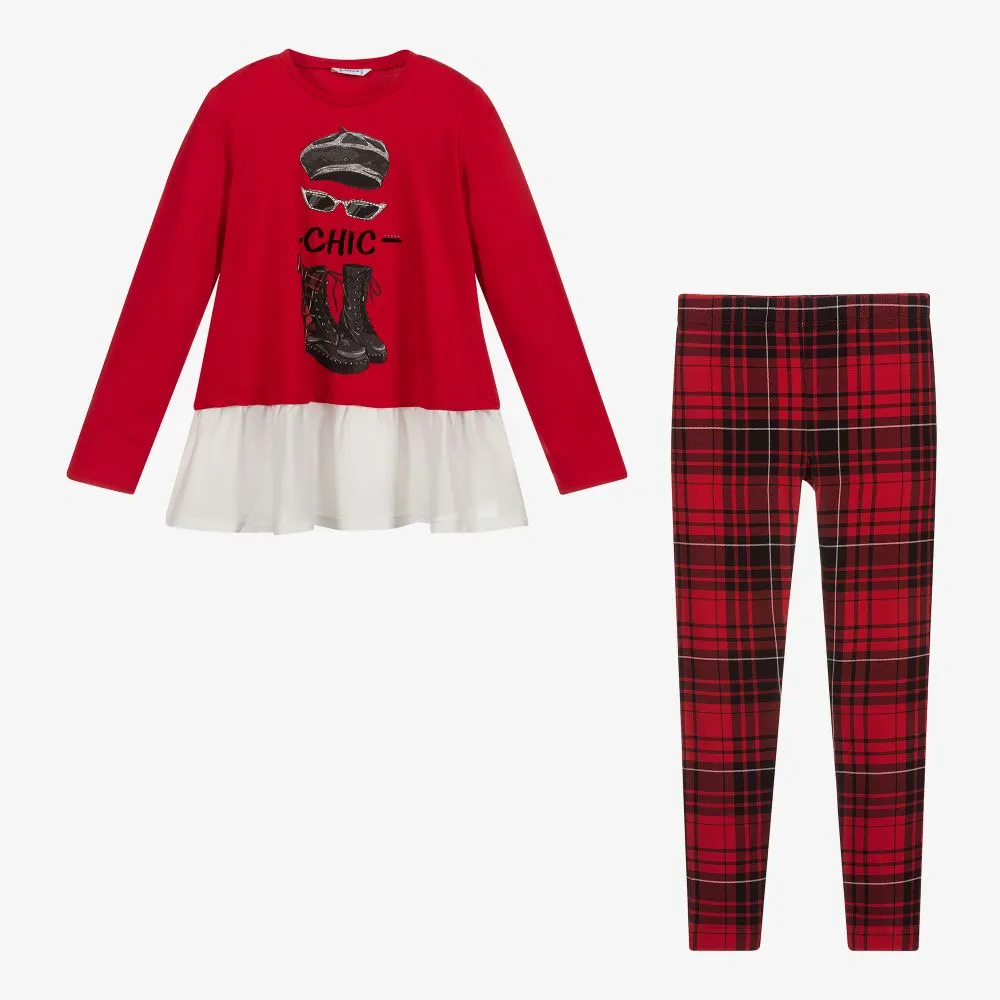 Red Tartan Leggings Set